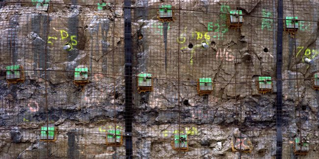 Rock Wall with Green Tie-Backs, New Jersey, 2011